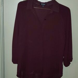 WOMENS BUTTON UP LONGSLEEVE BLOUSE - SMALL